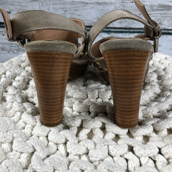 SH-74 Massimo Rebecchi Tan Suede Heeled Sandal 38 - Picture 4 of 6